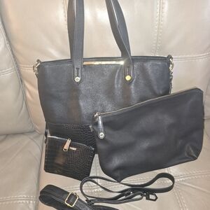 STEVE MADDEN Elegant Black Women's Tote Bag Set